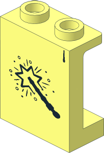 Panel  1 x  2 x  2 Reinforced with Black Line, Magic Wand and Star Pattern