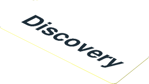 Sticker  1.2 x  3.0 Parallelogram Left Slanted with Black "Discovery" on White Background