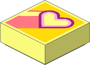Tile  1 x  1 with Magenta Heart Frame on Yellow Background Pattern