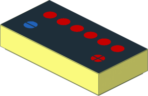 Tile  1 x  2 with Groove with Black 12V Battery Top Sticker