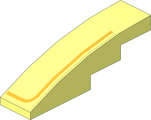 Slope Brick Curved  4 x  1 with Left Gold Stripe Sticker