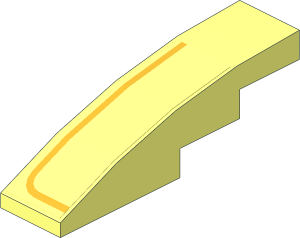 Slope Brick Curved  4 x  1 with Right Gold Stripe Sticker