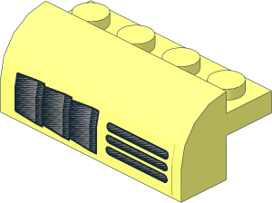 Brick  2 x  4 x  1.333 with Curved Top with Left Vertical and Horizontal Grille Sticker