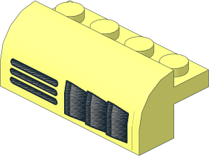 Brick  2 x  4 x  1.333 with Curved Top with Right Vertical and Horizontal Grille Sticker