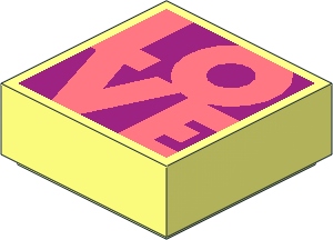 Tile  1 x  1 with Coral 'LOVE' on Magenta Background Pattern