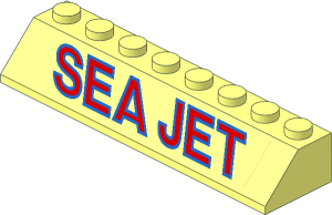 Slope Brick 45  2 x  8 with Left Red and Blue "SEA JET" on Transparent Background Sticker