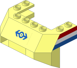 Wedge  4 x  6 x  2.333 with Blue Train Logo and Red/White/Blue Stripes Sticker