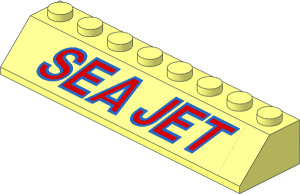 Slope Brick 45  2 x  8 with Red and Blue "SEA JET" on Transparent Background Sricker Right
