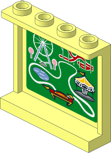 Panel  1 x  4 x  3 Reinforced with Amusement Park Map on Green Background Sticker