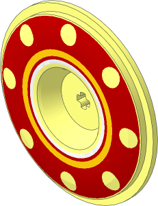 Wheel Cover Smooth for Wheel 34 x 56 with Dots and White / Yellow Rings on Red Background Pattern