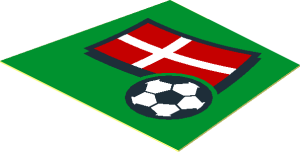 Sticker  1.3 x  1.6 with Football and Danish Flag on Green