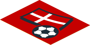 Sticker  2.5 x  3.2 with Football and Danish Flag on Red