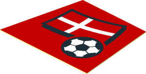 Sticker  1.3 x  1.6 with Football and Danish Flag on Red