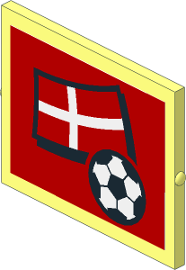 Glass for Window  1 x  4 x  3 without Handle with Football and Danish Flag on Red Sticker