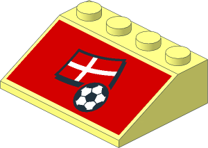 Slope Brick 33  3 x  4 with Football and Danish Flag on Red Sticker