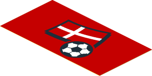 Sticker  2.5 x  3.2 with Football and Danish Flag on Red