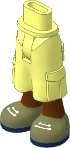 Figure Friends Hips and Legs with Cargo Pants with Reddish Brown Legs, Olive Green Shoes with White Laces and Dark Blue Soles Pattern