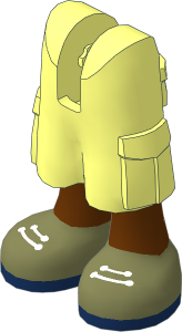 Figure Friends Legs with Cargo Pants with Reddish Brown Legs, Olive Green Shoes with White Laces and Dark Blue Soles Pattern