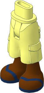 Figure Friends Hips and Legs with Cargo Pants with Reddish Brown Legs and Dark Blue V-Shaped Straps Sandals Pattern