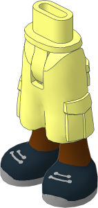 Figure Friends Hips and Legs with Cargo Pants with Reddish Brown Legs, Black Shoes with Light Bluish Grey Laces and Soles Pattern