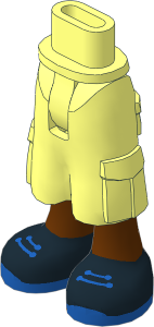 Figure Friends Hips and Legs with Cargo Pants with Reddish Brown Legs, Black Shoes with Blue Laces and Soles Pattern
