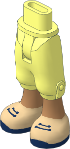 Figure Friends Hips and Legs with Cropped Trousers with Medium Nougat Legs, Tan Shoes with Dark Blue Laces and Soles Pattern