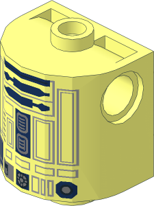 Brick Round  2 x  2 x  2 Half Cylinder Extended Robot Body with 4 Studs on Back with R2-D2 Pattern