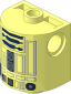 Brick Round  2 x  2 x  2 Half Cylinder Extended Robot Body with 4 Studs on Back with R2-D2 Pattern