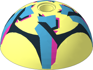 Technic Dome  4 x  4 x  2 with Pin Hole with Dark Pink / Dark Azure / Black Marking Soccer Ball Pattern