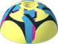 Technic Dome  4 x  4 x  2 with Pin Hole with Dark Pink / Dark Azure / Black Marking Soccer Ball Pattern