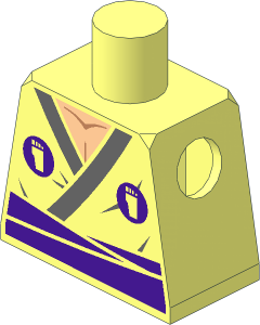 Minifig Torso with Ninja Robe with Medium Lilac Sash and Foot Clan Logos Pattern