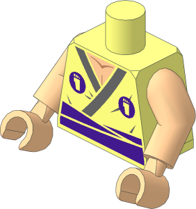 Minifig Torso with Arms and Hands with Ninja Robe with Medium Lilac Sash and Foot Clan Logos Pattern