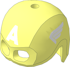 Minifig Helmet with Mask with White Letter A and Wings on Sides Pattern