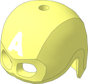 Minifig Helmet with Mask with White Letter A Pattern