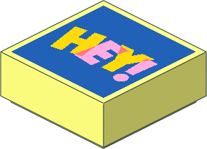 Tile  1 x  1 with Bright Pink and Yellow "HEY!" on Blue Background Pattern