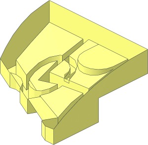 ~Slope Brick Curved  2 x  2 x  0.667 with Stud Notch Right without Patternable Surfaces