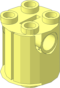 ~Cylinder  2 x  2 x  2 Robot Body with Axle Holder 45 Degrees without Front and Back Faces