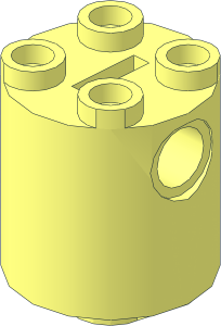 Cylinder  2 x  2 x  2 Robot Body with Bottom Axle Holder turned 45 Degrees