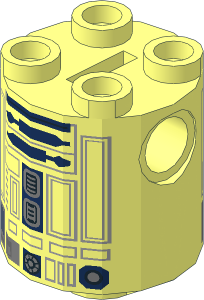Cylinder  2 x  2 x  2 Robot Body with SW Astromech Dark Blue Lines and Backside Panels (R2-D2, 2022) Pattern