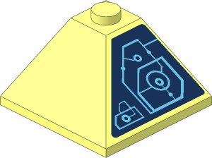 Slope Brick 33  3 x  3 Double Convex with Medium Azure Schematic Circles and Lines - Left Angle Sticker