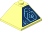 Slope Brick 33  3 x  3 Double Convex with Medium Azure Schematic Circles and Lines - Left Angle Sticker