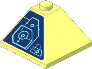 Slope Brick 33  3 x  3 Double Convex with Medium Azure Schematic Circles and Lines - Right Angle Sticker