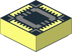 Tile  1 x  1 with Black and Metallic Silver Integrated Circuit Chip Pattern