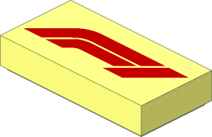 Tile  1 x  2 with Red "F1" Pattern