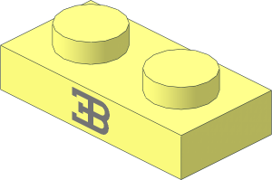 Plate  1 x  2 with Silver Bugatti Logo Pattern