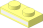 Plate  1 x  2 with White Stripe Pattern
