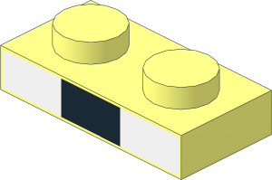 Plate  1 x  2 with White and Black Rectangles Pattern