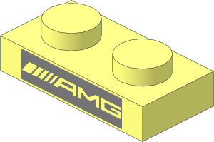 Plate  1 x  2 with AMG Logo on Silver Background Pattern