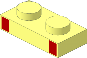 Plate  1 x  2 with Two Red Squares Pattern