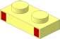 Plate  1 x  2 with Two Red Squares Pattern